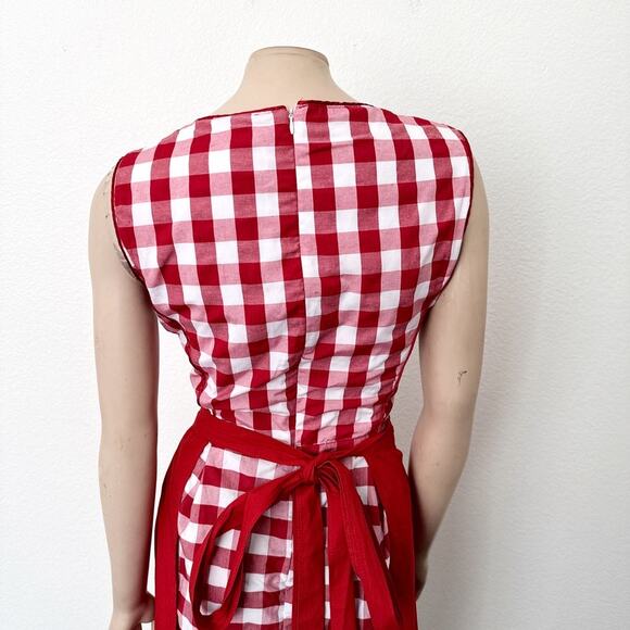 [Vintage] Red Gingham Dirndl Bavarian German Beer Girl Costume Dress Sz XL EU 46 - Picture 7 of 10